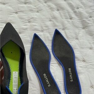 Rothy's Women's Pointe Black Flats with Blue Trim